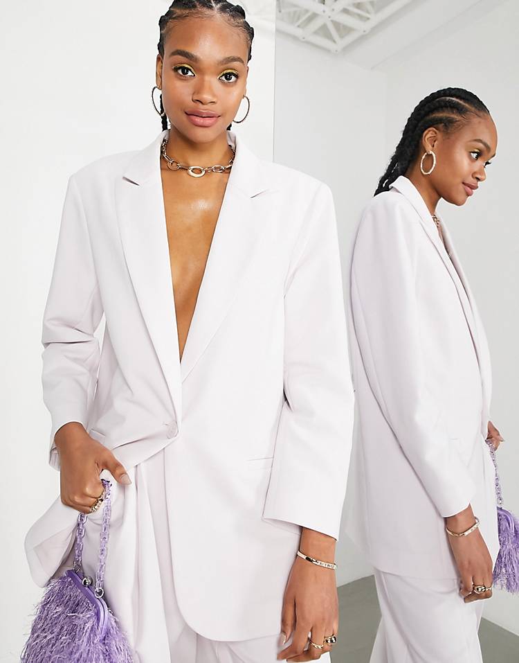 ASOS EDITION blazer & pant in stone in pale gray